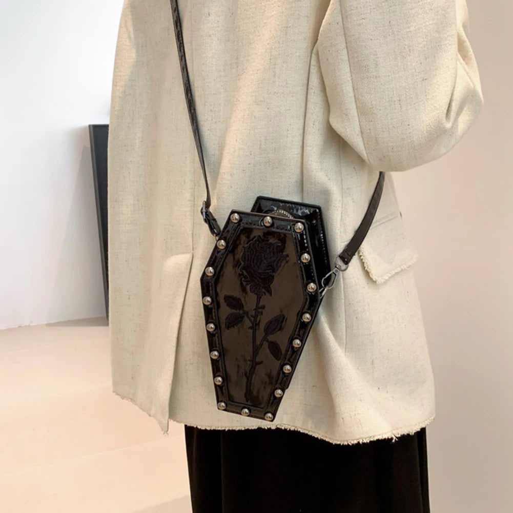 Gothic Cobweb Coffin Crossbody Bag