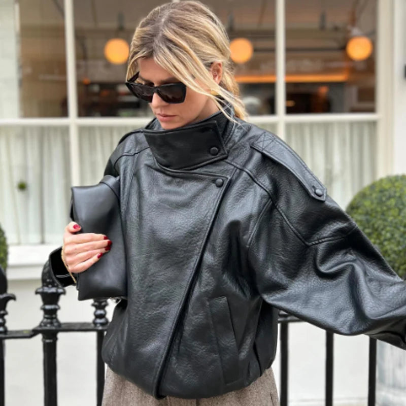 The Cropped Cruelty-Free Leather Bomber
