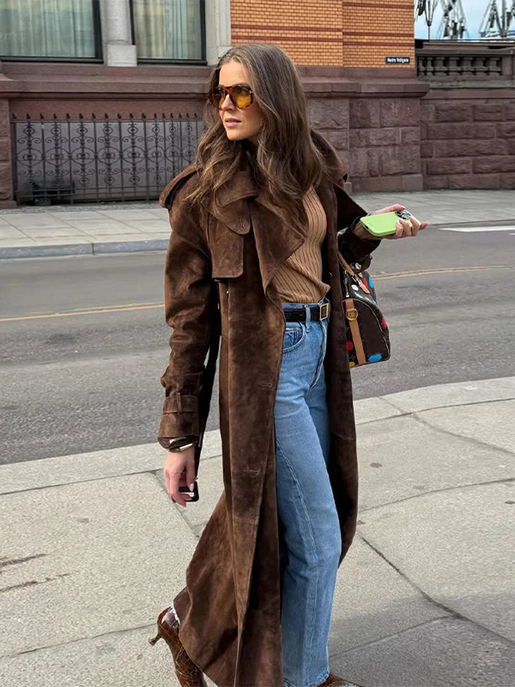 The Long Cruelty-Free Suede Overcoat