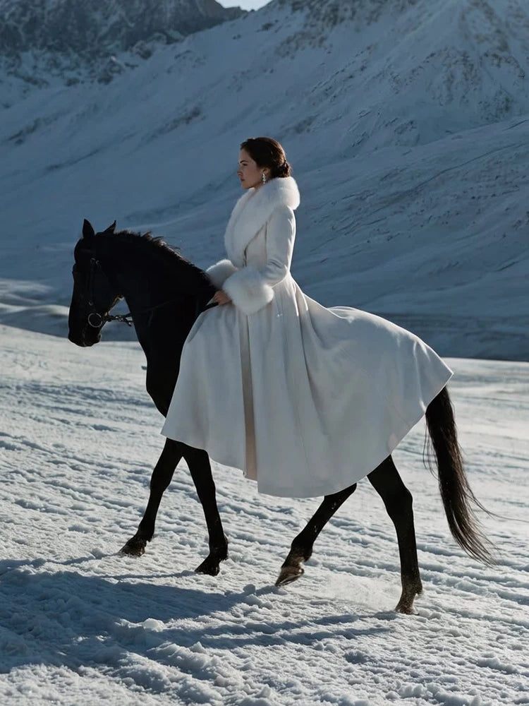 The Cruelty-Free Fur Collar A-Line Maxi Coat