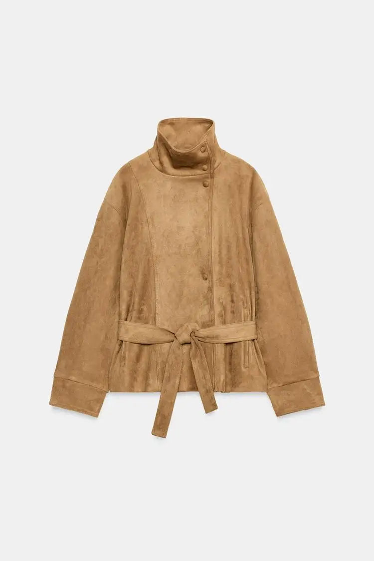 The Tie-Waist Cruelty-Free Suede Jacket
