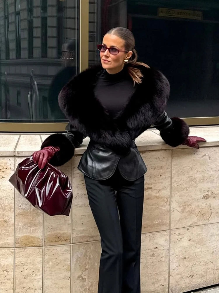 The Cruelty-Free Leather Jacket with Fur Collar