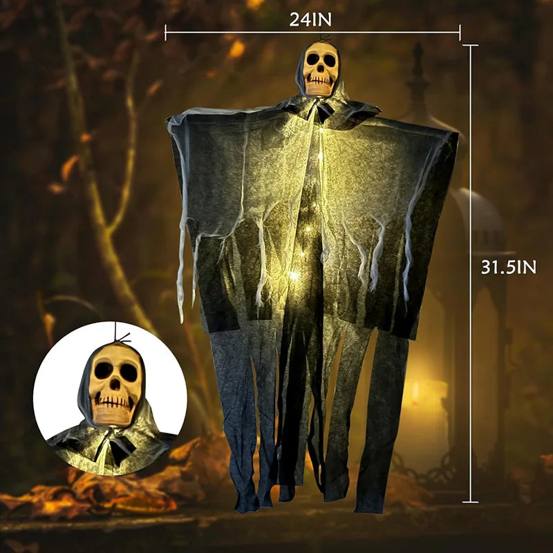 Hanging Skull Ghost Decoration — Lighted or Unlit