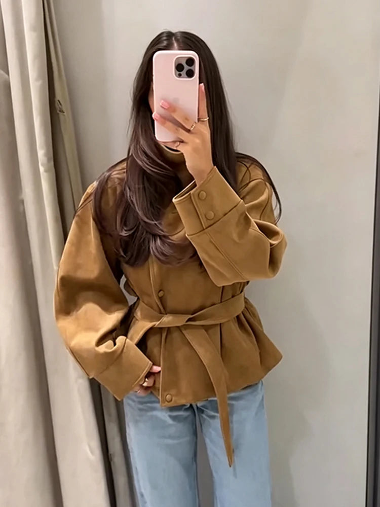 The Tie-Waist Cruelty-Free Suede Jacket