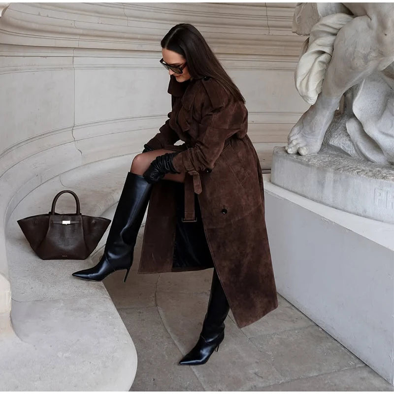 The Long Cruelty-Free Suede Overcoat