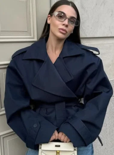 The Lace-Up Belted Short Trench