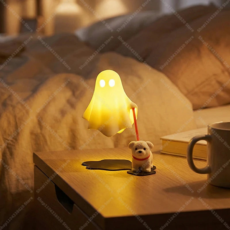 Ghost & Dog Night Light — Warm Halloween Glow