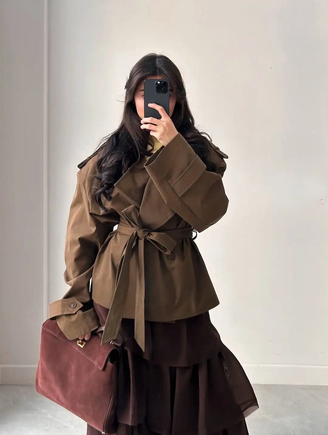The Lace-Up Belted Short Trench
