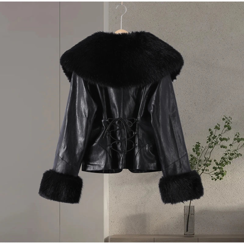 The Cruelty-Free Leather Jacket with Fur Collar