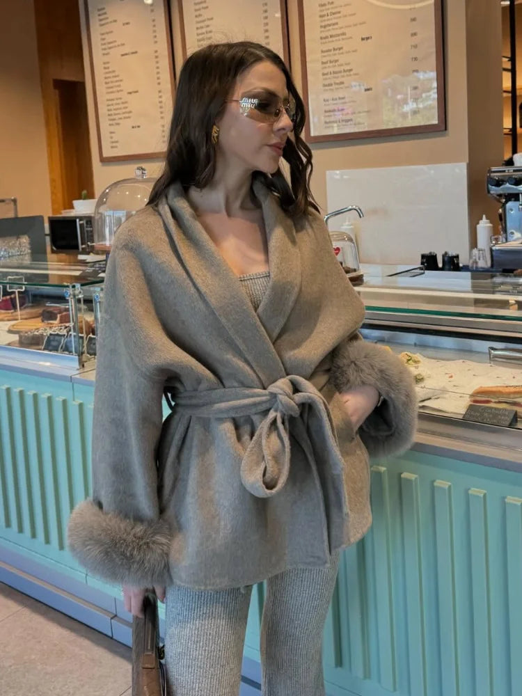 The Cruelty-Free Fur Cuff Wrap Coat