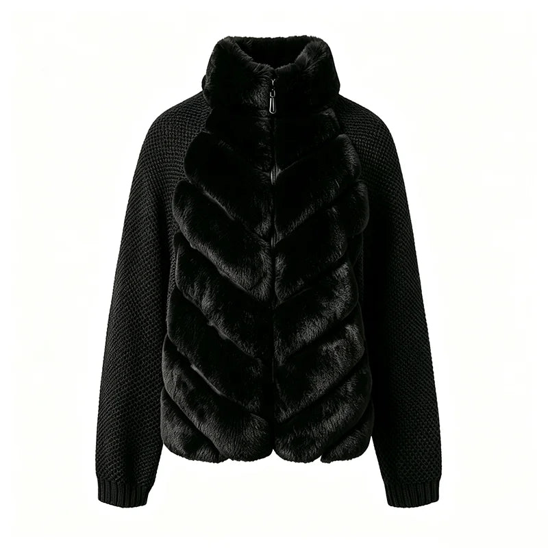 The Cruelty-Free Fur Panel Zip Jacket