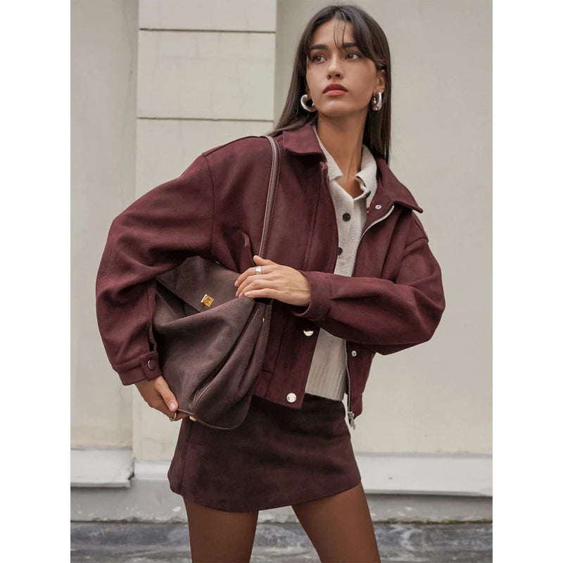 The Zip Cruelty-Free Suede Belted Jacket