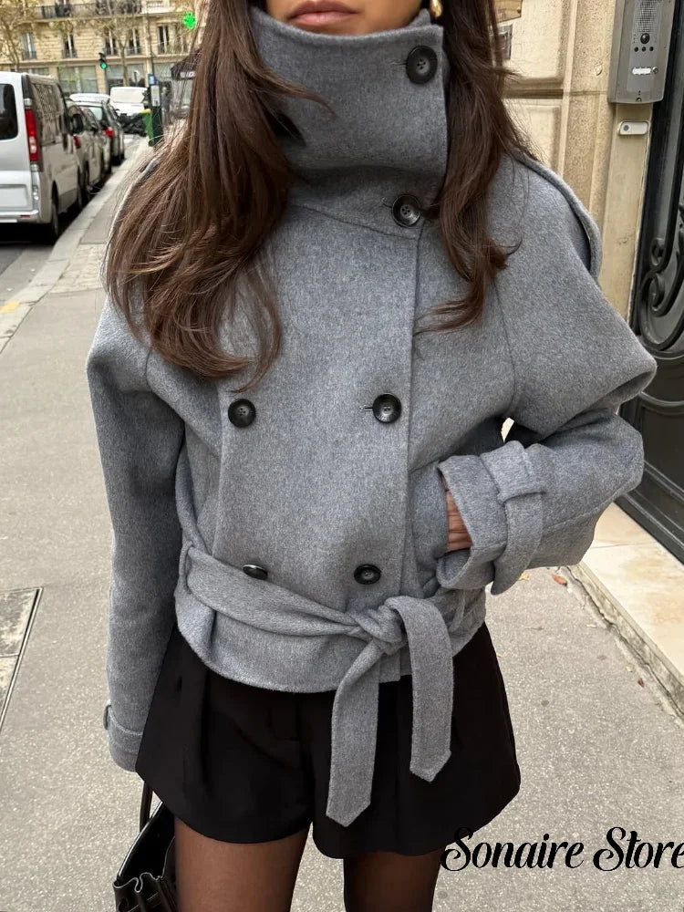 The High-Collar Lace-Up Overcoat