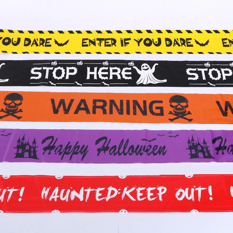 Skull Warning Tape Halloween Decoration, view 2