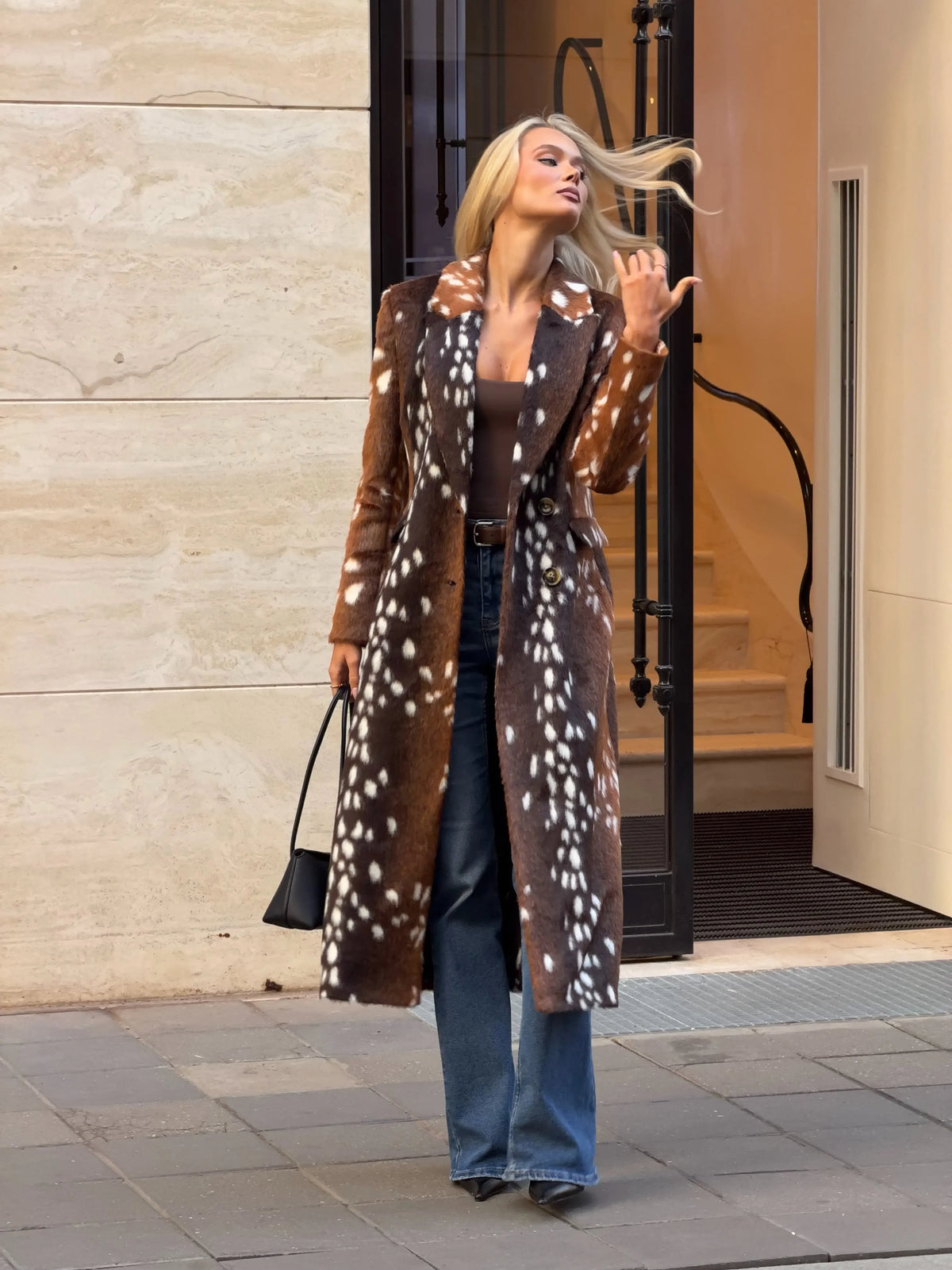 The Deer-Print Cruelty-Free Fur Coat
