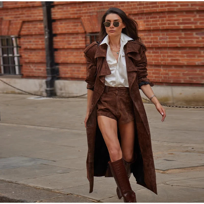 The Long Cruelty-Free Suede Overcoat