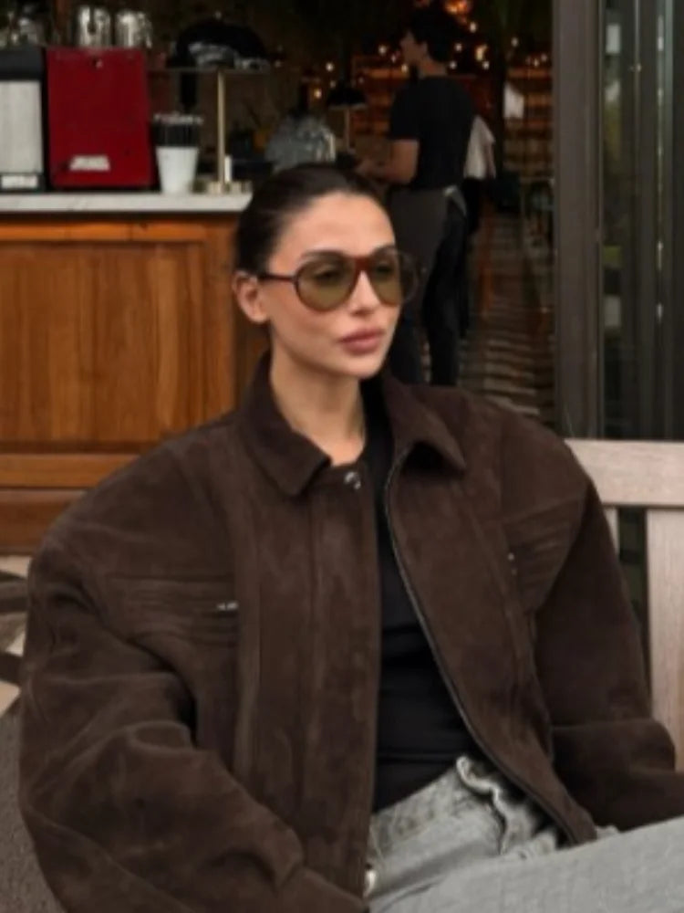 The Zip Cruelty-Free Suede Belted Jacket