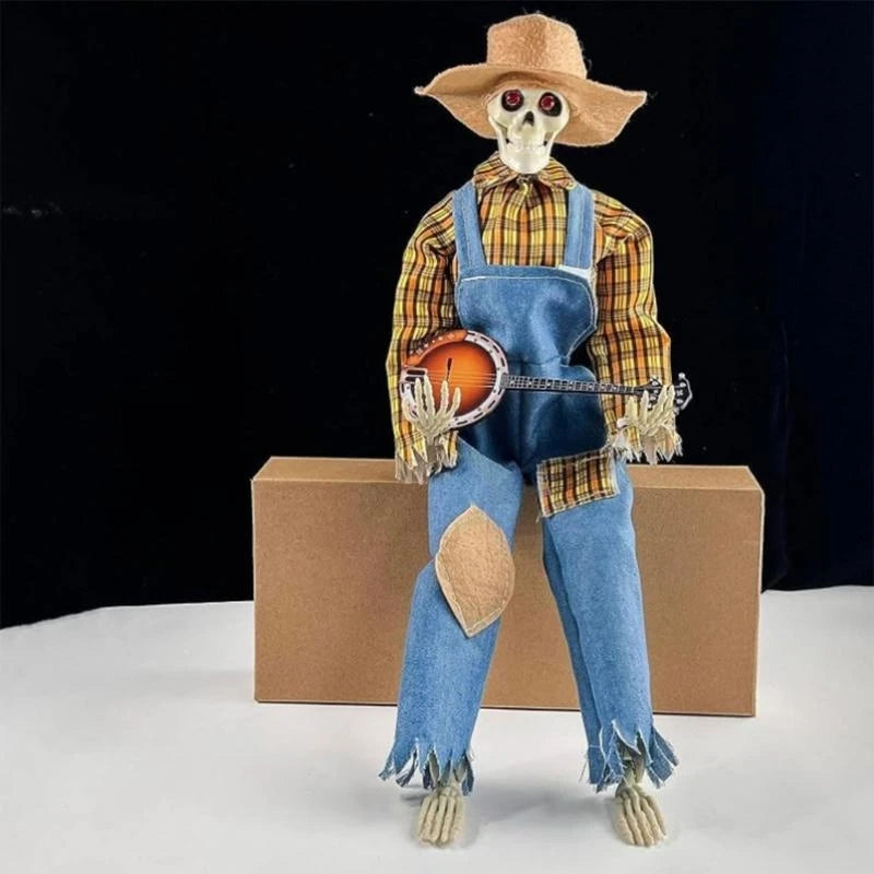 Mini Animatronic Banjo Skeleton Tabletop Halloween Decor