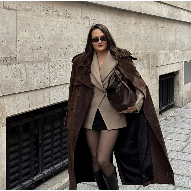 The Long Cruelty-Free Suede Overcoat