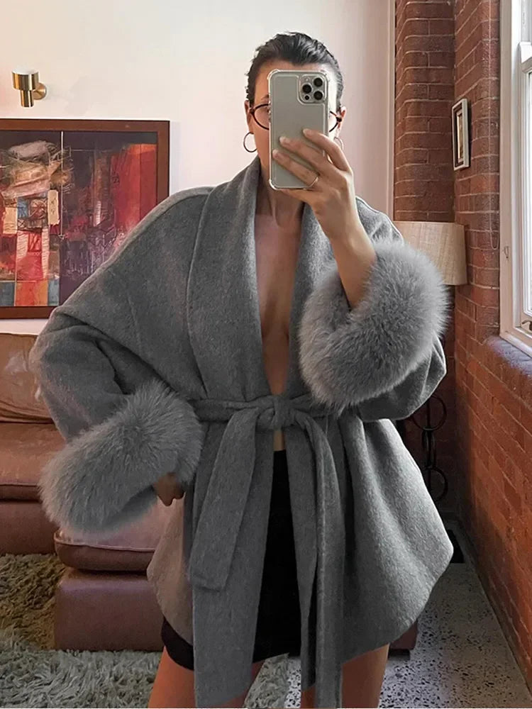 The Cruelty-Free Fur Cuff Wrap Coat