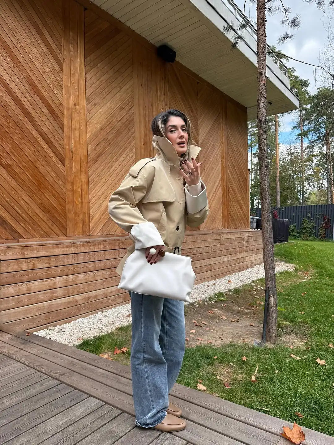 The Stand-Collar Contrast-Cuff Trench
