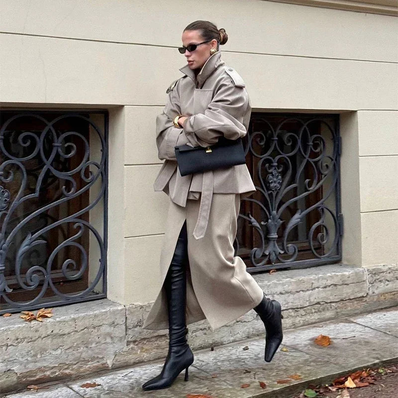 The Lace-Up Belted Short Trench