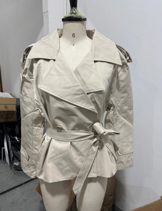 The Lace-Up Belted Short Trench