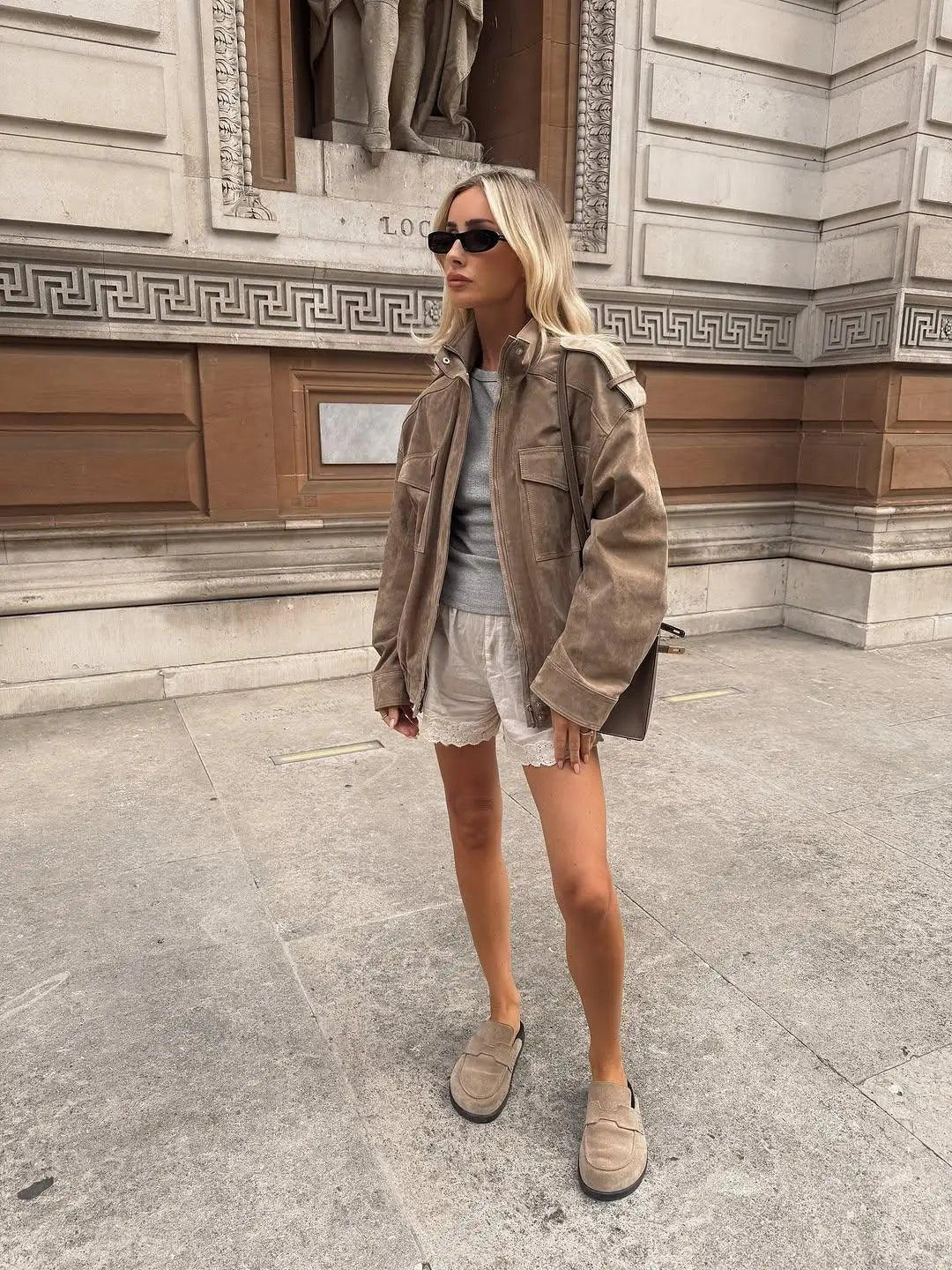 The Stand-Collar Suede-Touch Jacket