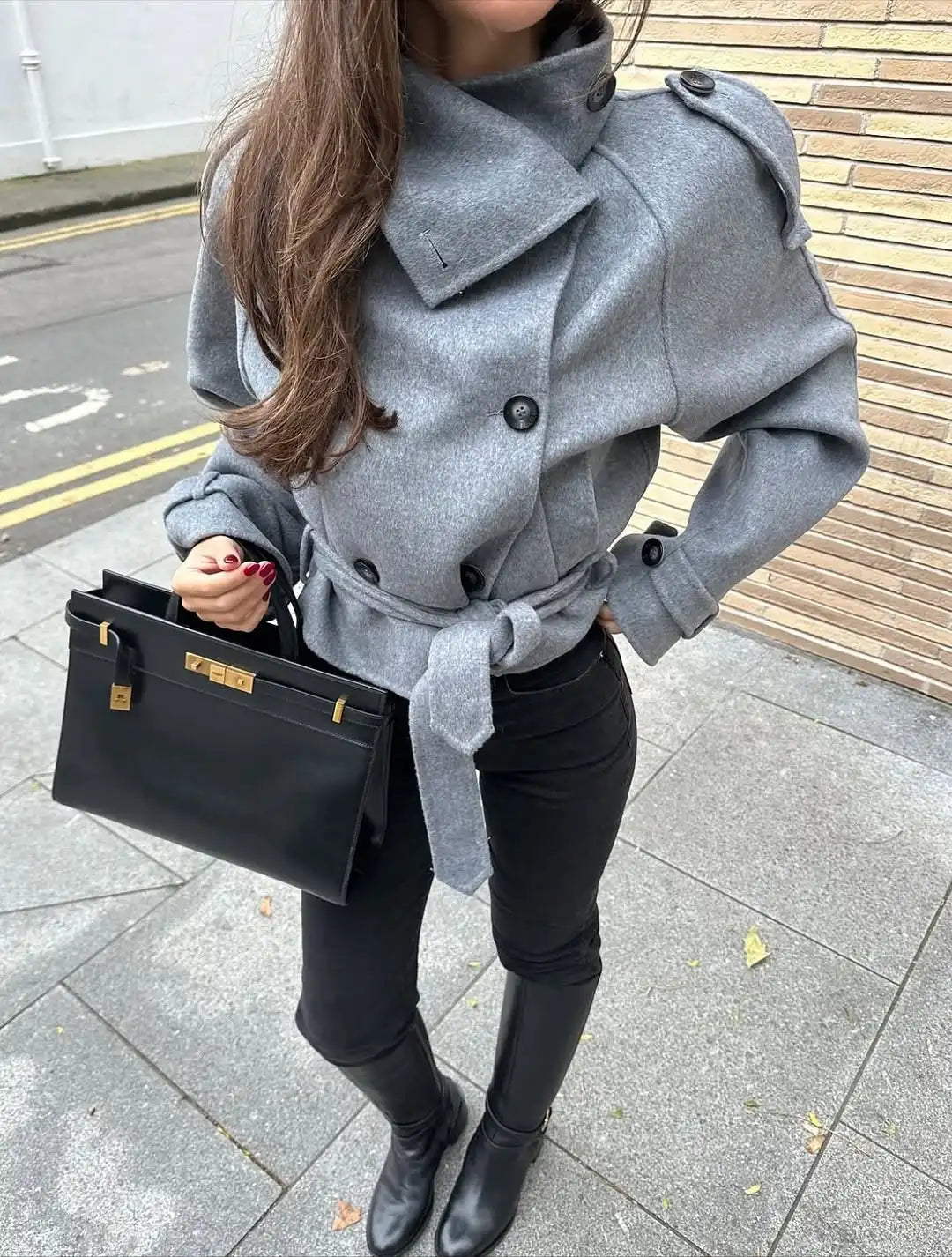 The High-Collar Lace-Up Overcoat
