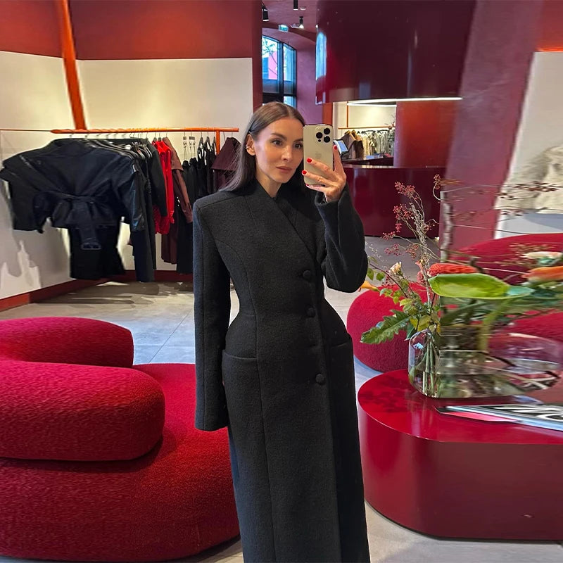 The Cruelty-Free Fur Lapel Long Coat