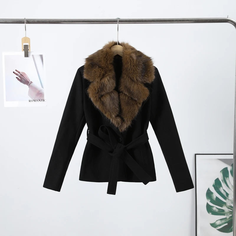 The Belted Cruelty-Free Fur Shawl Coat
