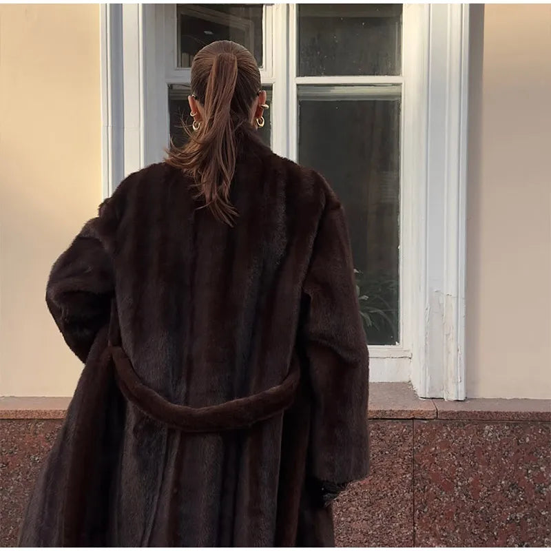 The Long Brown Cruelty-Free Fur Coat