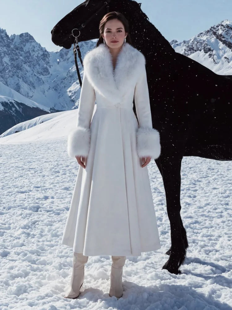 The Cruelty-Free Fur Trim Flared Coat