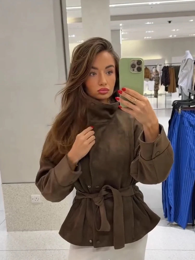 The Tie-Waist Cruelty-Free Suede Jacket