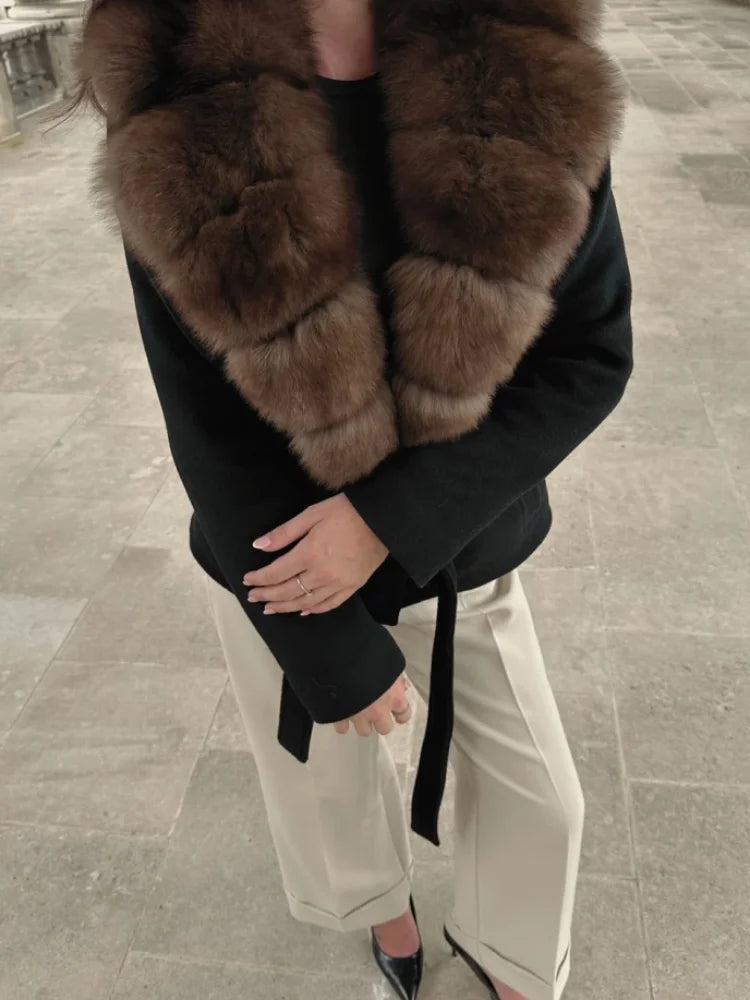 The Belted Cruelty-Free Fur Shawl Coat