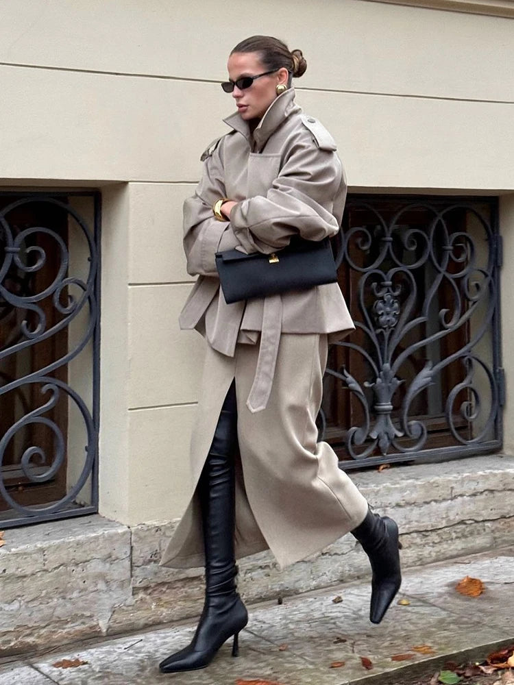 The Lace-Up Belted Short Trench