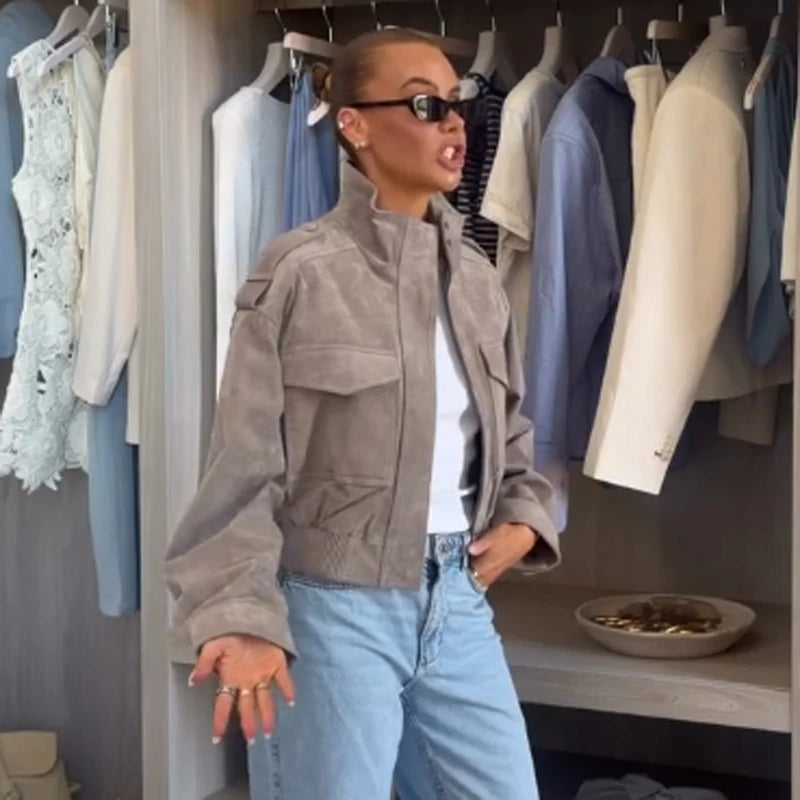 The Zip Cruelty-Free Suede Belted Jacket
