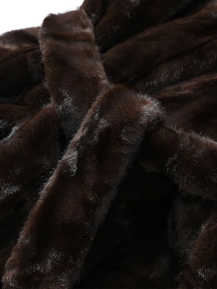 The Lace-Up Long Cruelty-Free Fur Coat