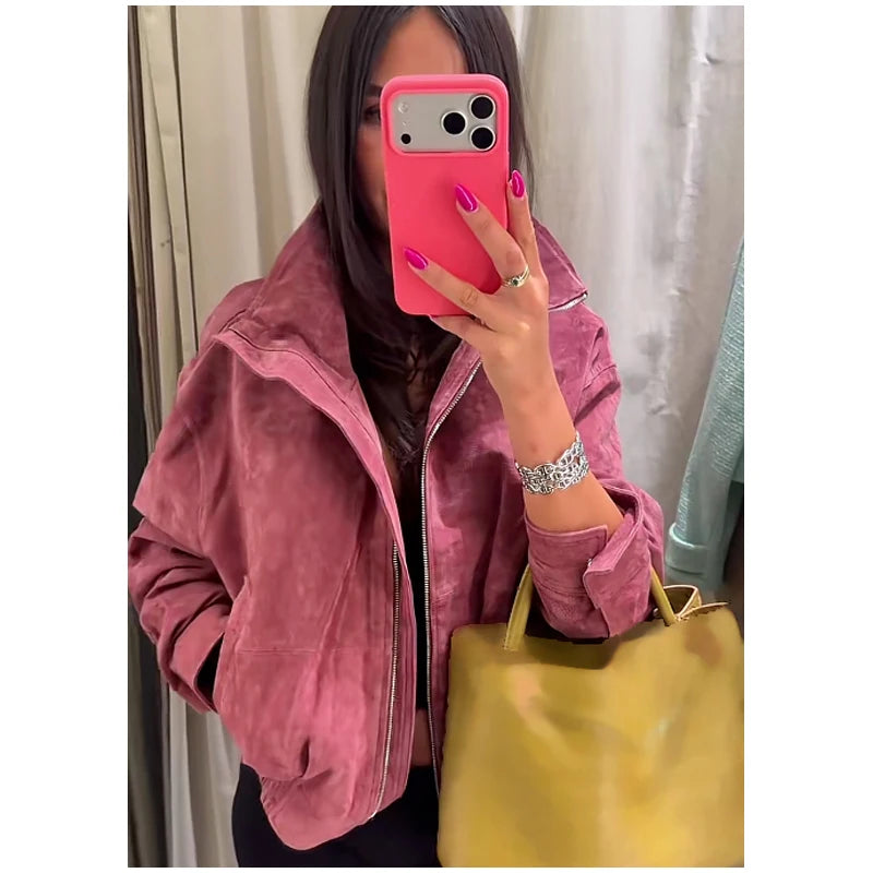 The Stand-Collar Suede-Touch Jacket