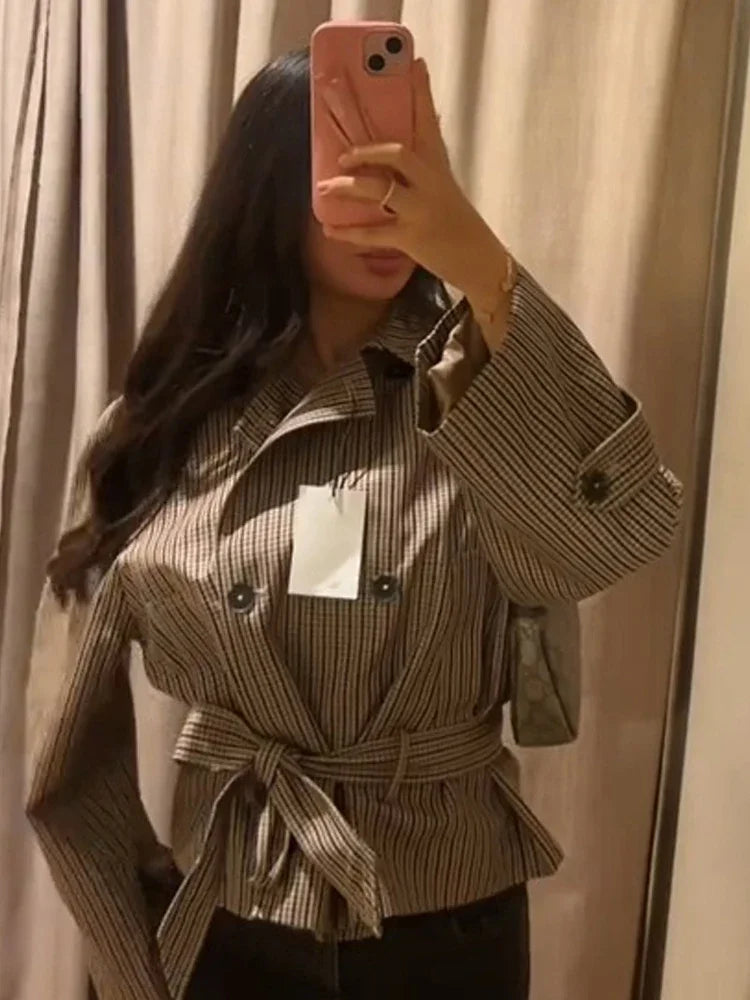 The Plaid Belted Short Trench