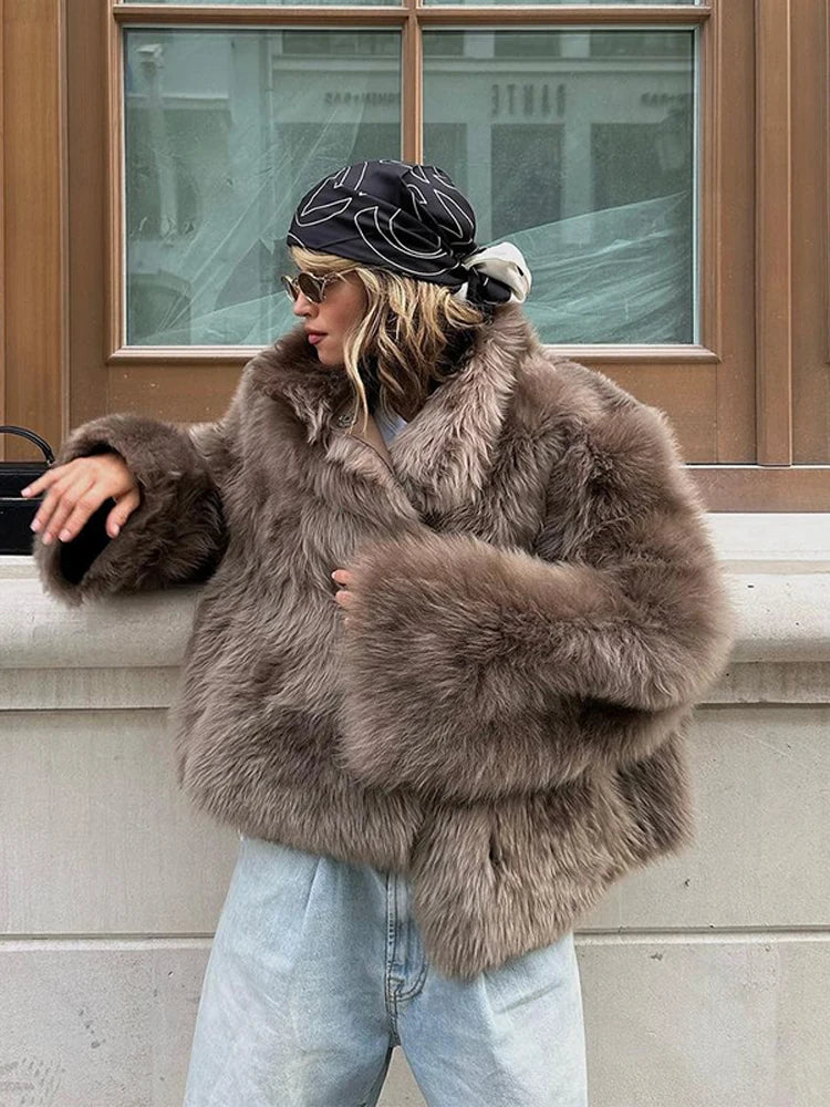 The Lace-Up Long Cruelty-Free Fur Coat