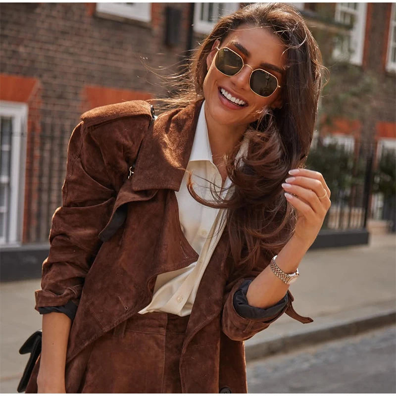 The Long Cruelty-Free Suede Overcoat