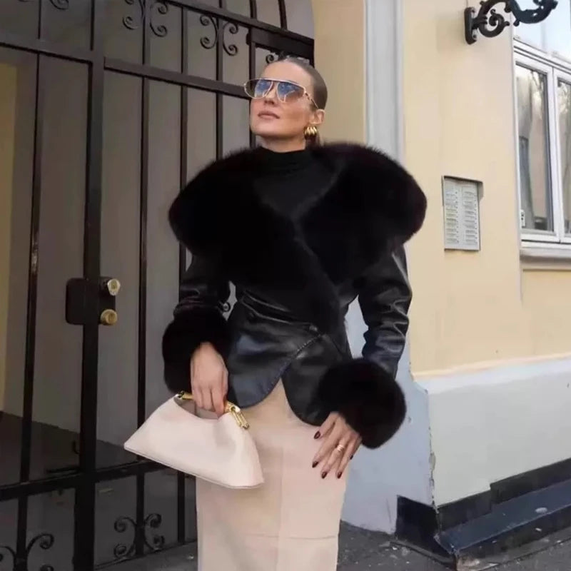 The Cruelty-Free Leather Jacket with Fur Collar