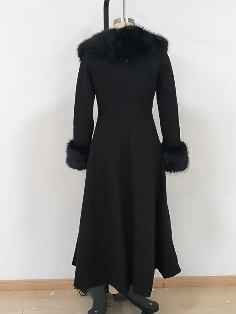 The Cruelty-Free Fur Trim Flared Coat