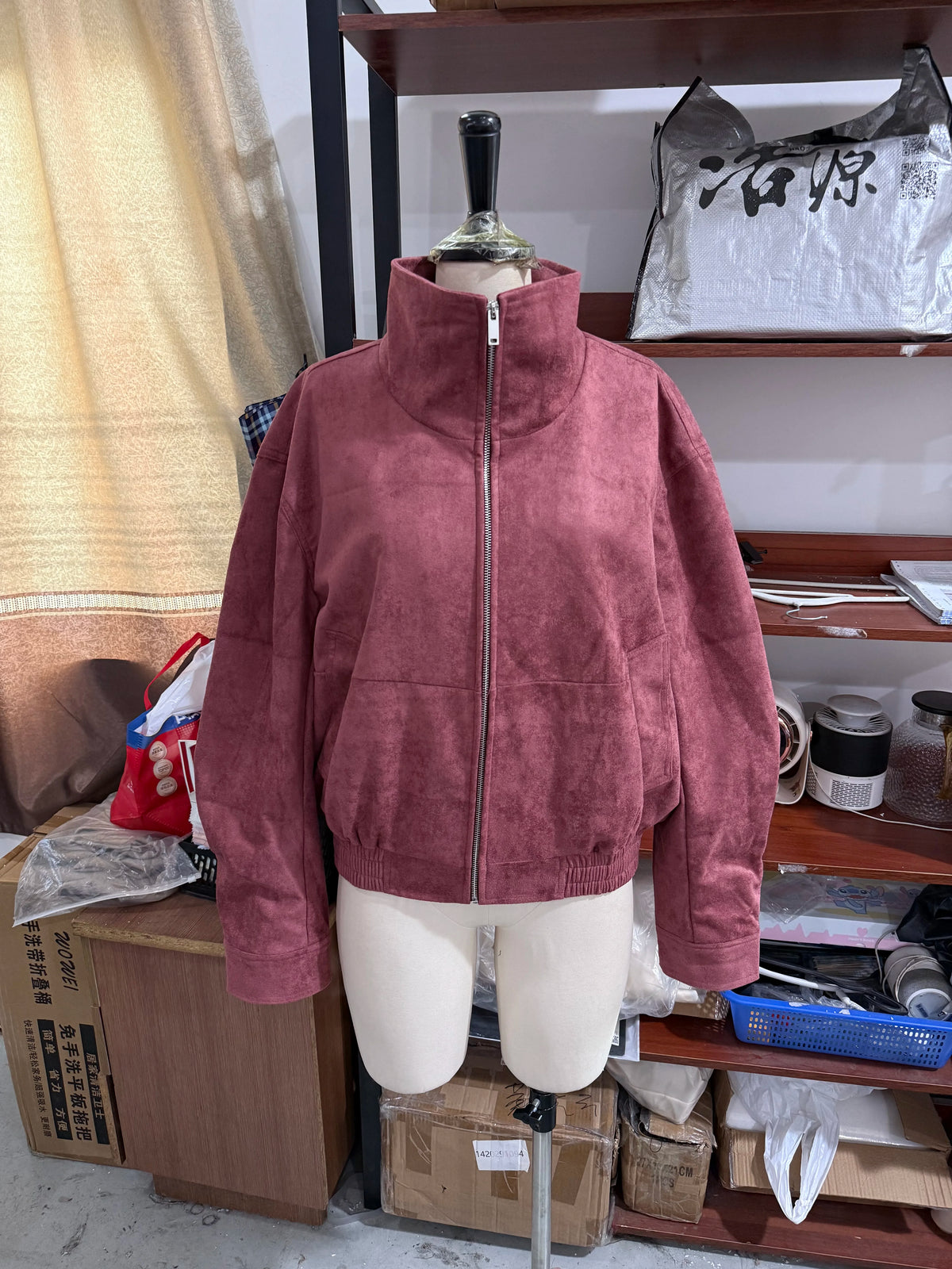 The Stand-Collar Suede-Touch Jacket