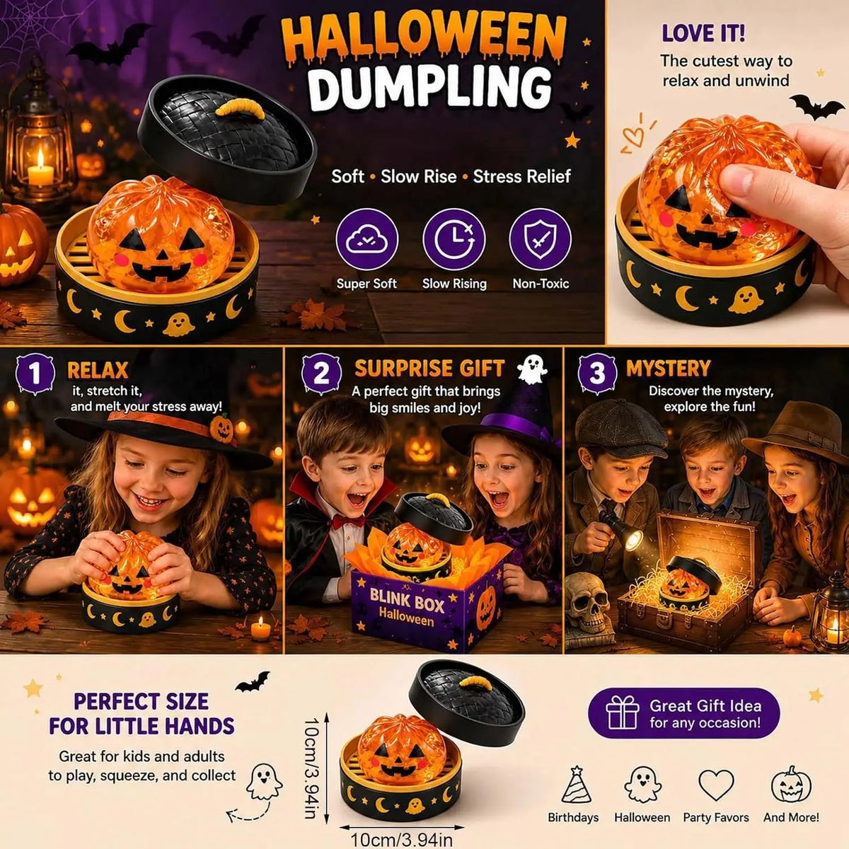 Halloween Dumpling Squishy — Assorted Designs & Sizes