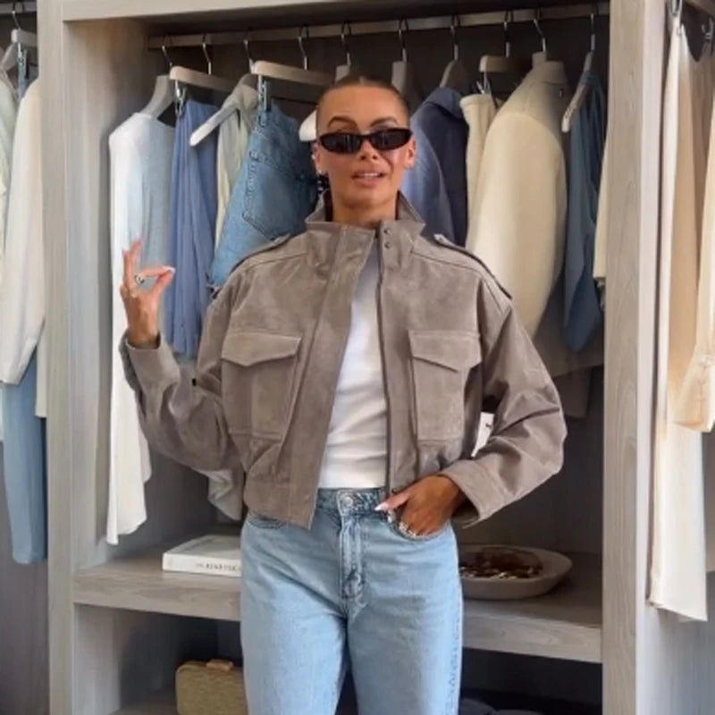 The Zip Cruelty-Free Suede Belted Jacket