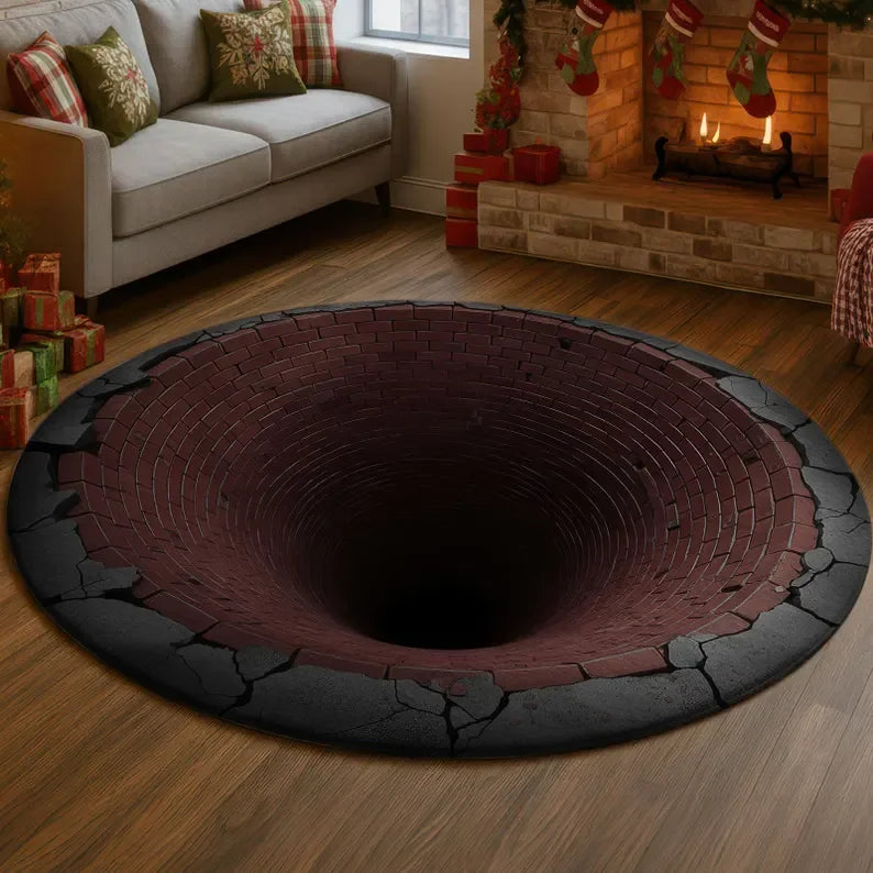 Skeleton Illusion Round Rug — Gothic Halloween Décor