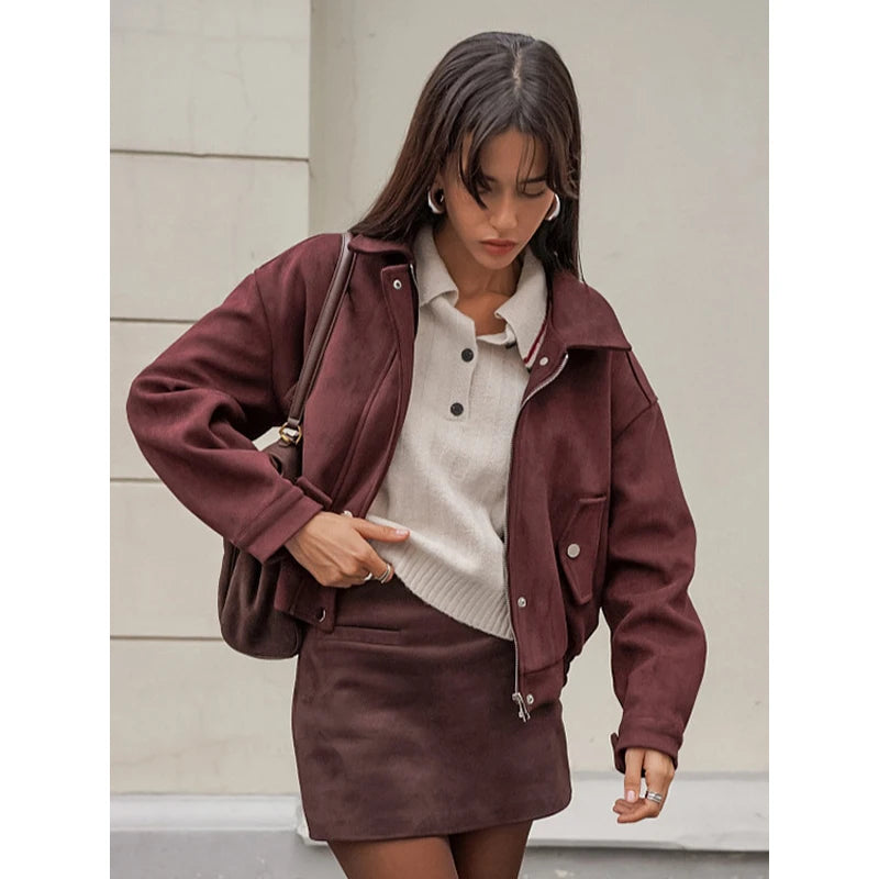 The Zip Cruelty-Free Suede Belted Jacket