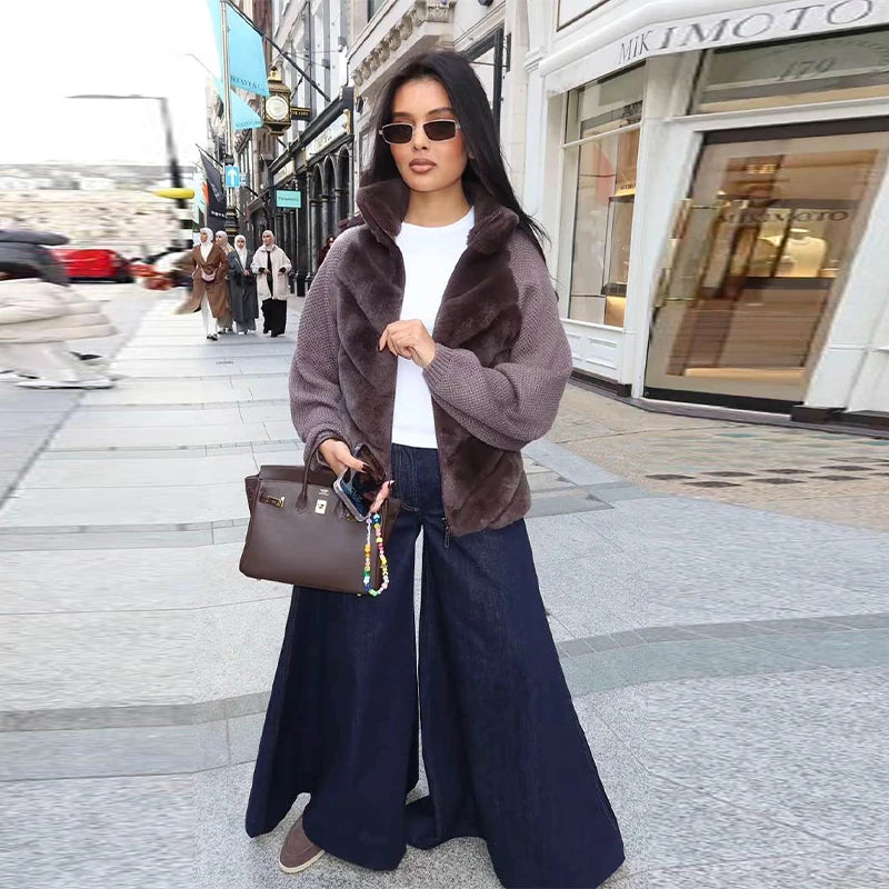 The Cruelty-Free Fur Panel Zip Jacket